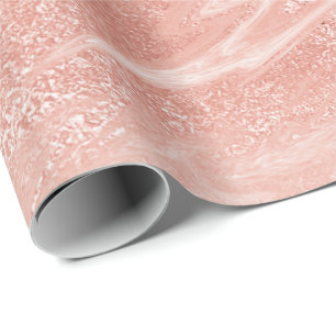 Papier Cadeau Marbre rose Rose or Molle Pastel Peach