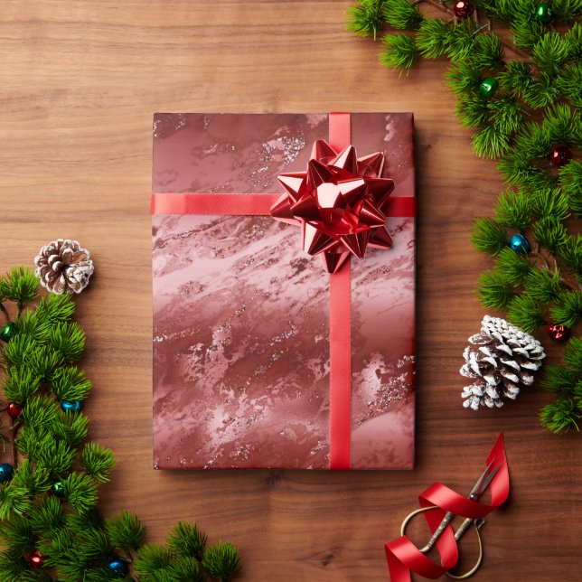 Papier Cadeau Marbre rouge brillant (Cadeau de vacances)