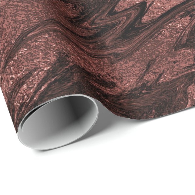 Papier Cadeau Marbre rouge Bronze Maroon profond Marbre Parties  (Coin rond)
