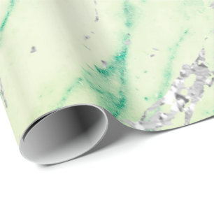 Papier Cadeau Marbre Tiffany Silver Grey Green Mint Stone Pastel