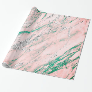 Papier Cadeau Marbre Tiffany Silver Gris Rose Pierre Pastel