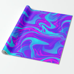 Papier Cadeau marbre trippé imprimé bleu violet