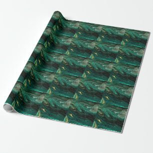 Papier Cadeau Marbre vert : Abstrait Agate Ripple.