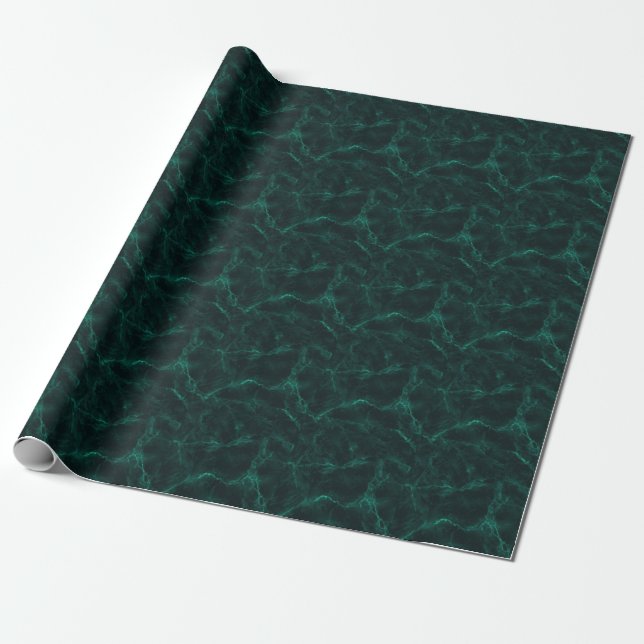 Papier Cadeau Marbre vert foncé, texture transparente. (Déroulé)