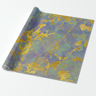 Papier Cadeau Marbre violet or pierre verte griffes idée cadeau