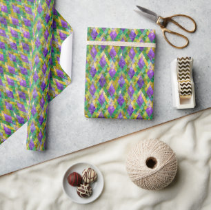 Papier Cadeau Mardi Gras Arlequin en verre tendu Imprimer