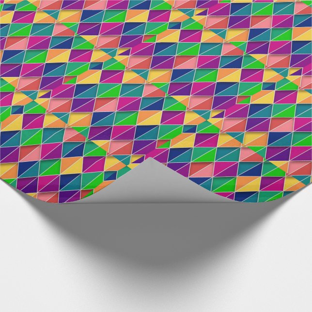 Papier Cadeau Mardi Gras Carnaval Jaune Purple Diamants verts (Coin)