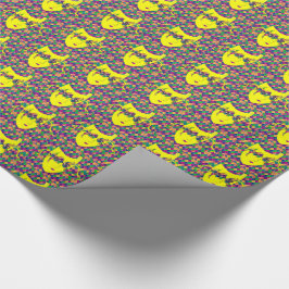 Papier Cadeau Mardi Gras Carnaval Masque Jaune Sur Diamants Viol