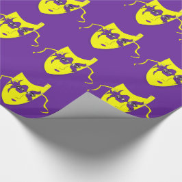 Papier Cadeau Mardi Gras Carnaval Masque Jaune Sur Violet