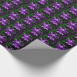 Papier Cadeau Mardi Gras Carnaval Masque Violet Avec Confetti