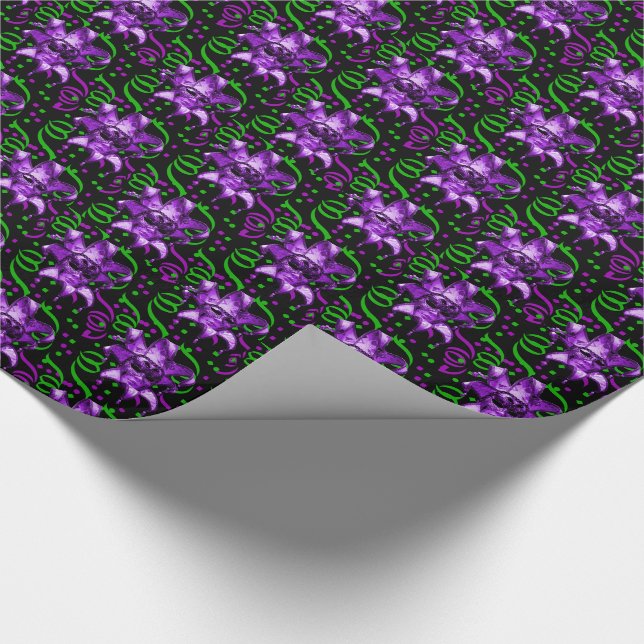 Papier Cadeau Mardi Gras Carnaval Masque Violet Avec Confetti (Coin)
