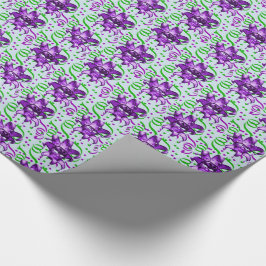 Papier Cadeau Mardi Gras Carnaval Masque Violet Avec Confetti