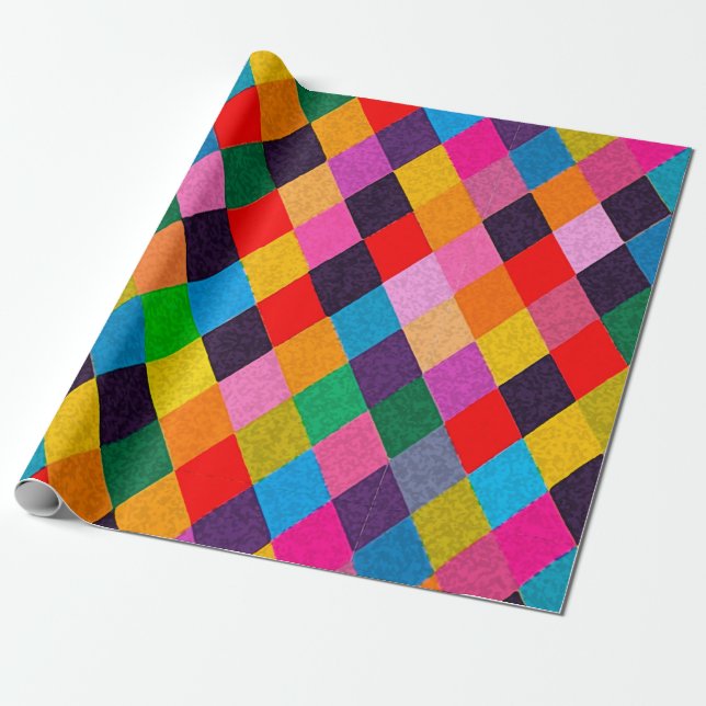 Papier Cadeau MARDI GRAS HARLEQUIN MOTIF coloré Rhombi (Déroulé)