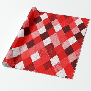 Papier Cadeau MARDI GRAS HARLEQUIN MOTIF Rouge rose blanc Rhombi