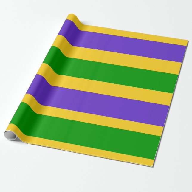 Papier Cadeau Mardi Gras Stripes (Déroulé)