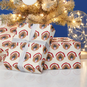 Papier Cadeau Mare German Shepherd w Santa Hat Motif Noël