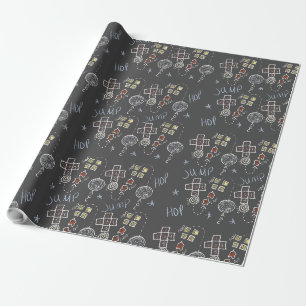 Papier Cadeau Marelle éducative amusante motif craie grise pour