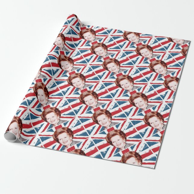 PAPIER CADEAU MARGARET THATCHER UNION JACK (Déroulé)