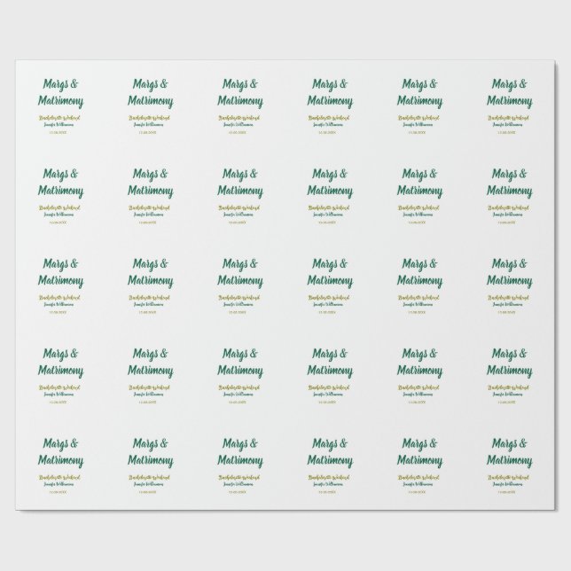 Papier Cadeau Margs and matrimony add name date bachelorette par (Plat)