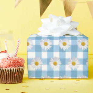 Papier Cadeau Marguerites blanches sur En vichy