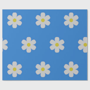 Papier Cadeau Marguerites sur Arrière - plan bleu