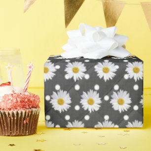Papier Cadeau marguerites sur pois