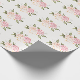 Papier Cadeau Mariage à l'aquarelle florale rose