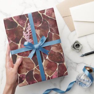 Papier Cadeau Mariage Abstrait Chic Burgundy Rouge pour une Mari