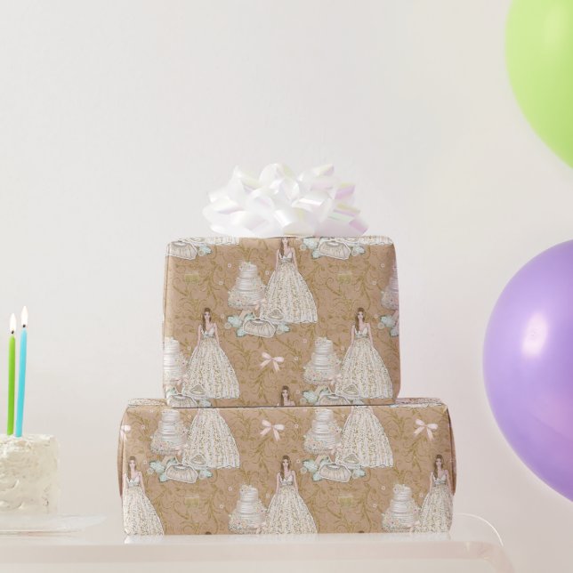 Papier Cadeau Mariage Blanc et Or  (Cadeaux de fête)