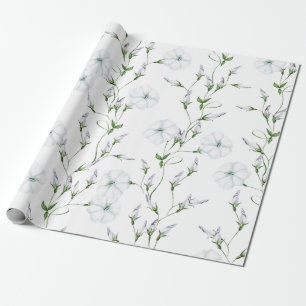 Papier Cadeau Mariage Blanc Matin Glory Fleurs Enveloppement Pap