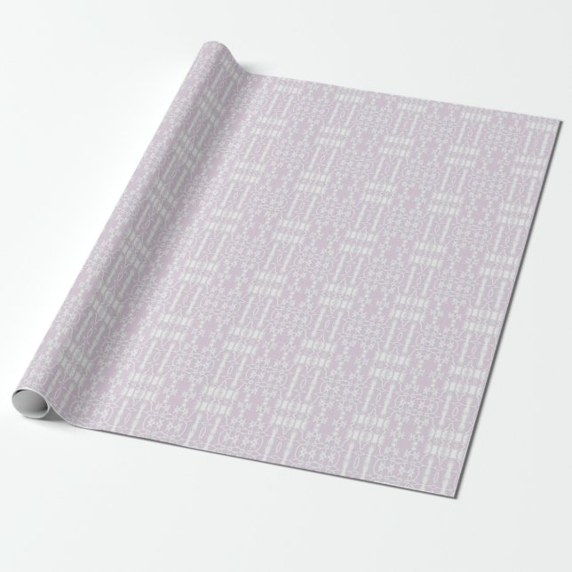 Papier Cadeau Mariage Blanc sur fond rose lavande (Déroulé)