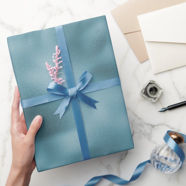 Papier Cadeau Mariage Bleu Turquoise   (Cadeaux)