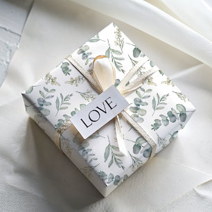 Papier Cadeau Mariage Bohème Aquarelle Eucalyptus Verdure