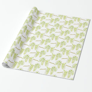 Papier Cadeau Mariage catkins vert aquarelle