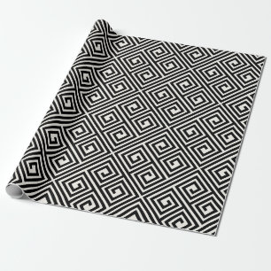 Papier Cadeau Mariage chic principal grec en ivoire noir moderne