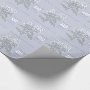 Papier Cadeau Mariage chrysanthemum blanc nom date emballage