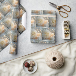 Papier Cadeau Mariage Chrysanthemum Fleur et bougies