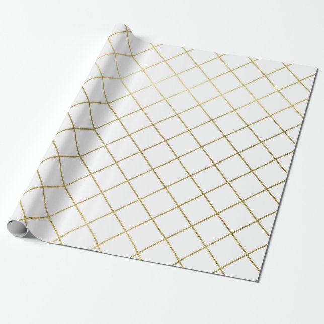 Papier Cadeau Mariage Classique Or Motif Géométrique Abstrait Wr (Déroulé)