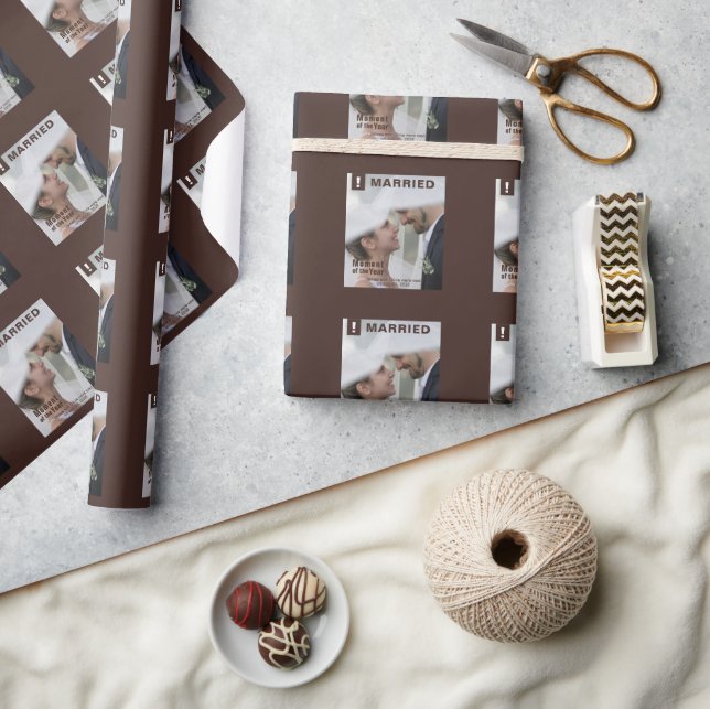 Papier Cadeau Mariage Couple Ajouter Photo Fun Magazine Couvertu (Artisanat)