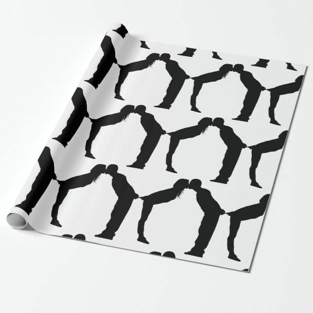PAPIER CADEAU MARIAGE COUPLE KISS WRAPPER PAPIER (Déroulé)