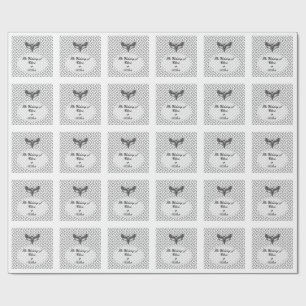 Papier Cadeau Mariage Crâne de Moth Gothique – Élégance Sombre
