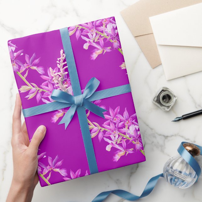 Papier Cadeau Mariage d'aquarelle d'orchidée violette (Cadeaux)
