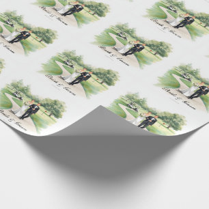 Papier Cadeau Mariage de golf avec la mariée et le marié sur le