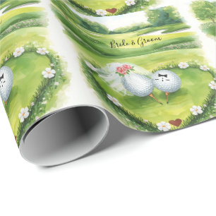 Papier Cadeau Mariage de golf balle de golf mariés sur green