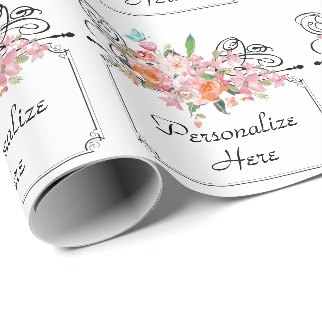 Papier Cadeau Mariage de la penderie fleurie victorienne (Coin rond)