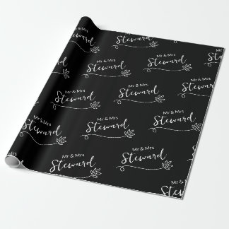 Papier Cadeau Mariage de nom personnalisé simple et élégant