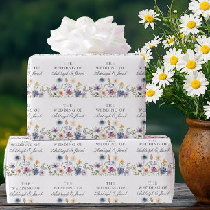 Papier Cadeau Mariage de printemps aux fleurs sauvages élégantes