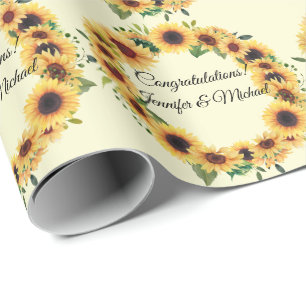 Papier Cadeau Mariage de tournesol Félicitations Ajouter des nom