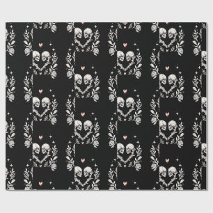 Papier Cadeau Mariage des amoureux de la mort squelette gothique