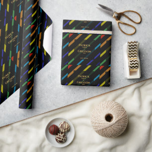 Papier Cadeau Mariage d'hommes gays Élégant arc-en-ciel